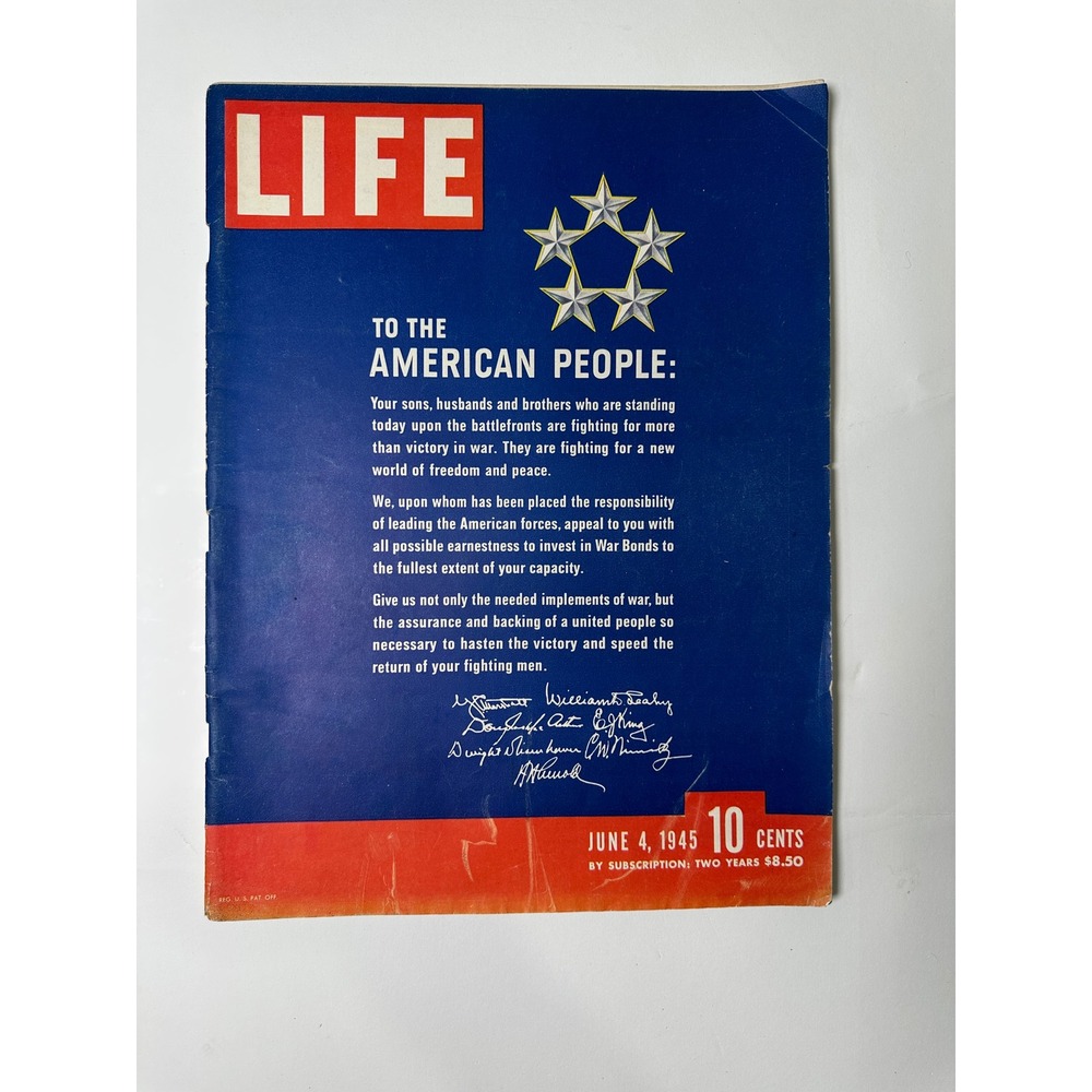 Vintage LIFE Magazine June 4 1945 WWII To The American People Eisenhower Nimitz
